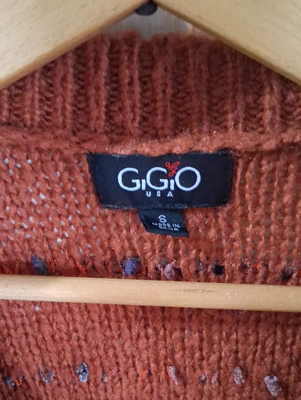 Women's V-Neck Sweater in Rust Orange